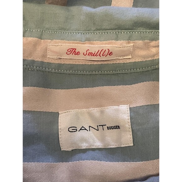 GANT Rugger Shirt Dress Womens Large Blue White Striped Belted Button Front - Picture 13 of 15